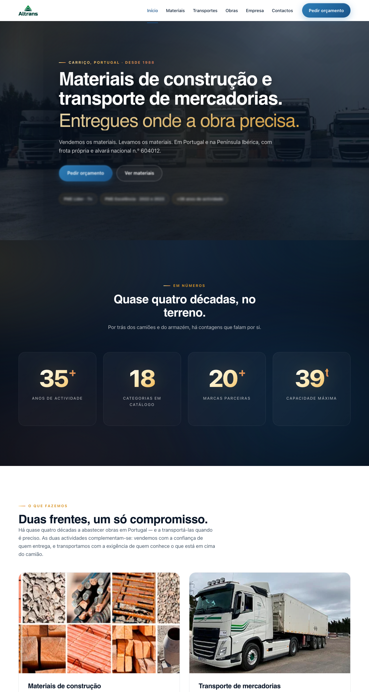 Preview do site Altrans Portugal
